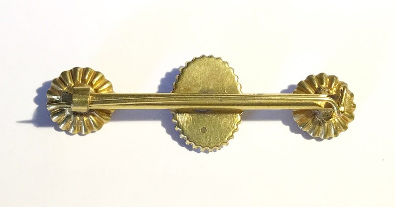 c1860s SALE Antique Etruscan Revival Gold Filled Neopolitan Fisher Boy Hand Painted Porcelain Brooch Bar Pin