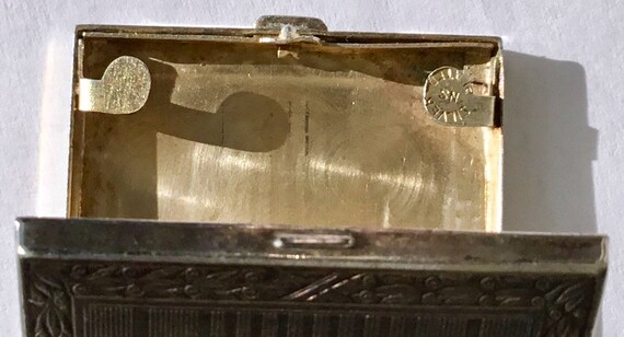 1920s Art Deco Match Safe Engraveable Locket, Sil… - image 4