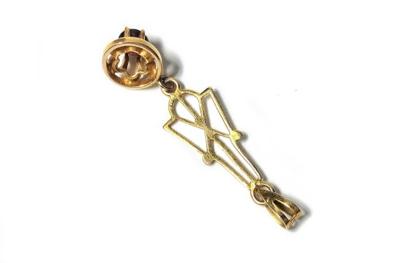 Antique Edwardian 10K Yellow Gold Lavaliere Penda… - image 4