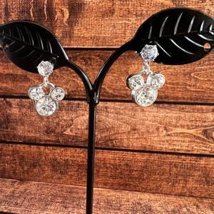 Crystal rhinestone Mickey head earrings