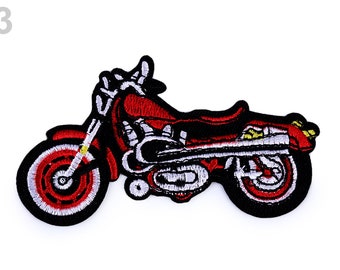 rot 6,3x5,3cm Motorrad Rennfahrer Biker Aufnäher // Bügelbild