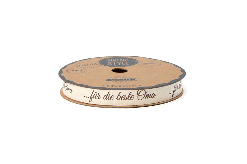 2m Baumwollband 1,45 EUR/m Mama, Papa, Oma, Opa, Bruder, Schwester 15mm bedruckt ...beste Oma