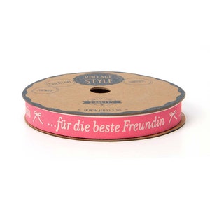 2m Baumwollband 1,45 EUR/m Mama, Papa, Oma, Opa, Bruder, Schwester 15mm bedruckt ...beste Freundin