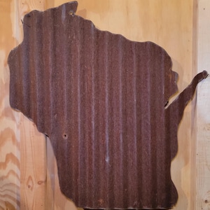 Wisconsin Corragated Tin Cutout Wisconsin Barn Tin Wisconsin cutout Wisconsin shape Wisconsin metal shape Rustic Wisconsin Housewarming Gift