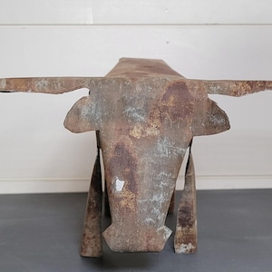 Longhorn Cow Texas Longhorn Ranch Decor Farmhouse Decor Longhorn Rustic Tin Cow