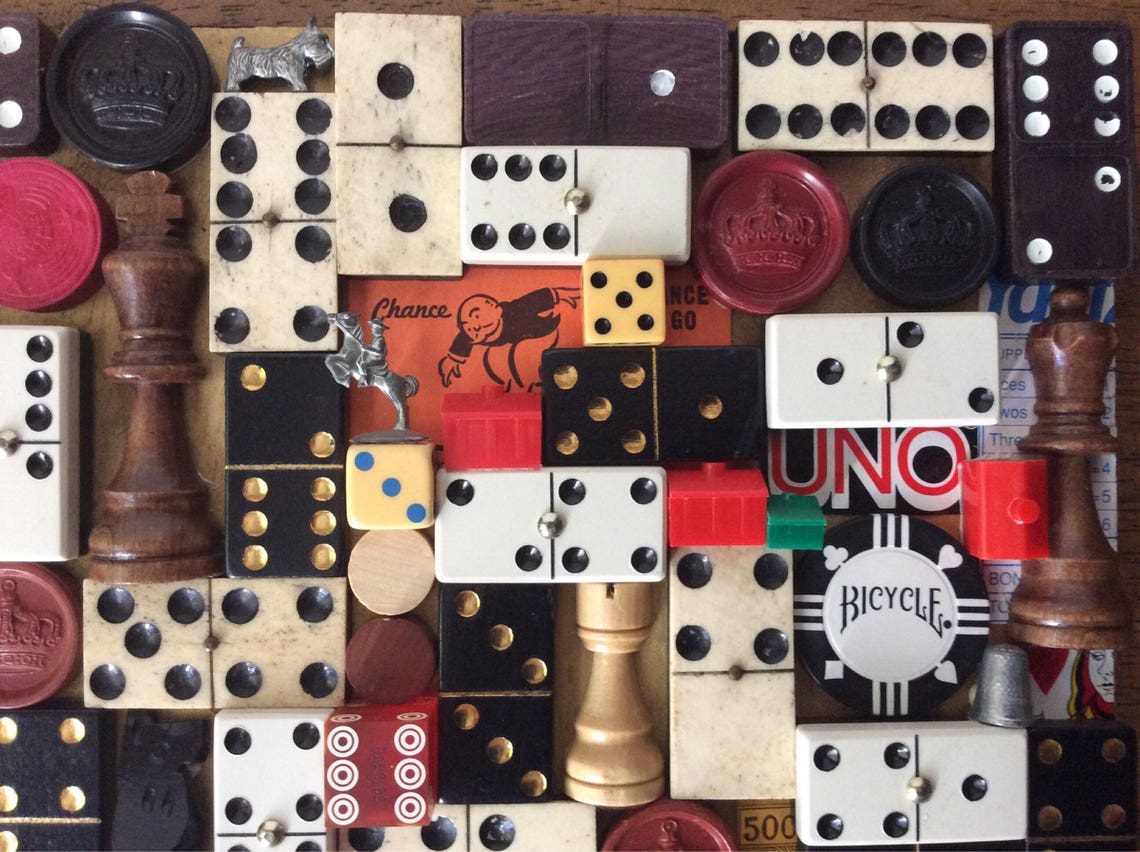 Vintage Game Piece Collage Etsy