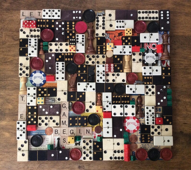 Vintage Game Piece Collage Etsy