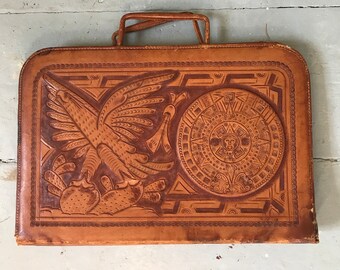 tooled leather laptop bag