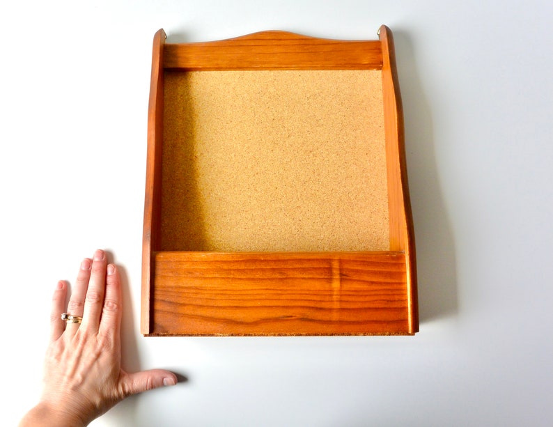 Mid Century Wood Bulletin Board / Wall Hanging Cork Display Etsy
