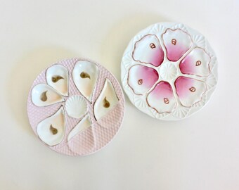 Two's Company Ceramic Oyster Plate - Sold Separately / Pink White Wall Hanging Decor / Elegant Table Setting Scape / House Warming Gift