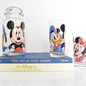 Disney Glass Jar w/ Top and Drink Glasses / Canister Storage / Bathroom Pantry Kitchen / House Warming Gift / Souvenir / Organization