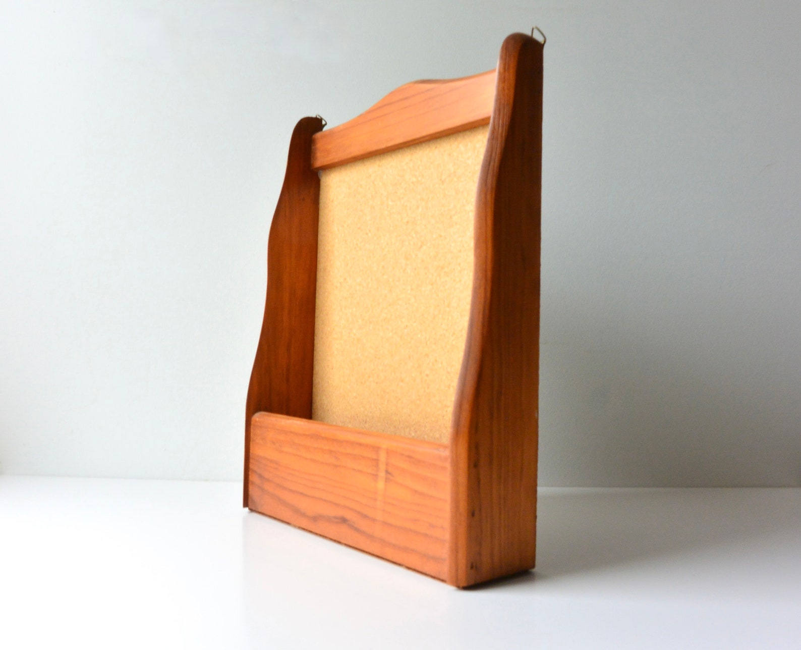 Mid Century Wood Bulletin Board / Wall Hanging Cork Display Etsy