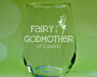 Godmother Gift, Fairy Godmother Glass, Baptism Gift for Godparent, Will You Be My Godparent, Christening Gift, Fairy Godmother Wine Glass