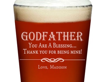 Godfather You Are A Blessing Pint Glass, Godfather Gift, Baptism Gift for Godparents, Will You Be My Godparents, Christening Gift