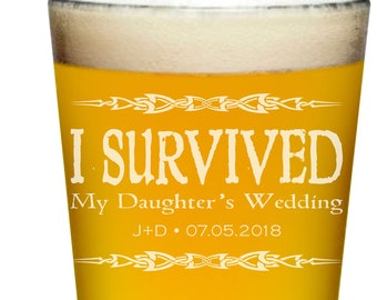Parents Wedding Gift, Gift for Parents, I Survived my Daughter's Wedding, Mom Dad Wedding Glasses, Gift for Parents Wedding, Wedding Glasses