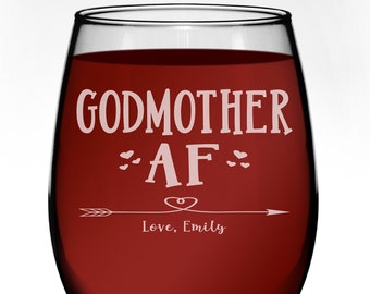 Funny Godmother Gift, Fairy Godmother Glass, Baptism Gift for Godparent, Will You Be My Godparent, Christening Gift, Godmother AF