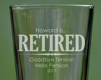 Personalized Retirement Gifts, Retirement Pint Glass, Retirement Gifts, Retirement Gifts for Men, Gift for Retirement, Retired, Retiree