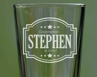 Groomsmen Pint Glass, Personalized Pint Glasses, Groomsmen Gift, Wedding Party Gifts, Custom Pint Glass, Will You Be My Groomsmen, Best Man