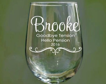 Personalized Retirement Gifts, Retirement Wine Glass, Retirement Gifts, Retirement Gifts for Women, Gift for Retirement, Retired, Retiree