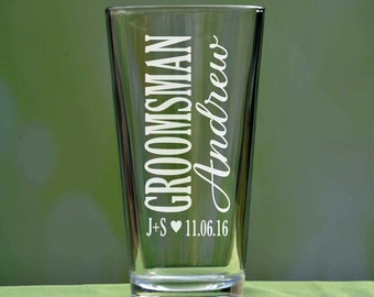 Groomsmen Pint Glass, Personalized Pint Glasses, Groomsmen Gift, Wedding Party Gifts, Custom Pint Glass, Will You be My Groomsman, Best Man