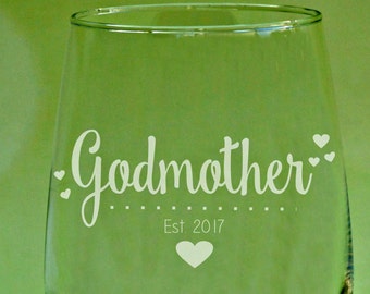 Godmother Gift, Fairy Godmother Glass, Baptism Gift for Godparent, Will You Be My Godparent, Christening Gift, Fairy Godmother Wine Glass