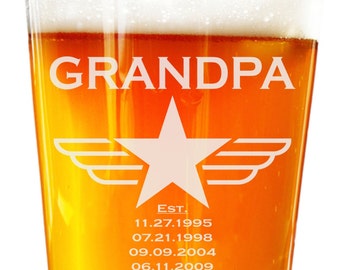 Fathers Day, Fathers Day Gift, Gift for Grandpa, Grandparents Gift, Papa Gift, Nonno Gift, Abuelo, Grandpa Pint Glass, First Fathers Day