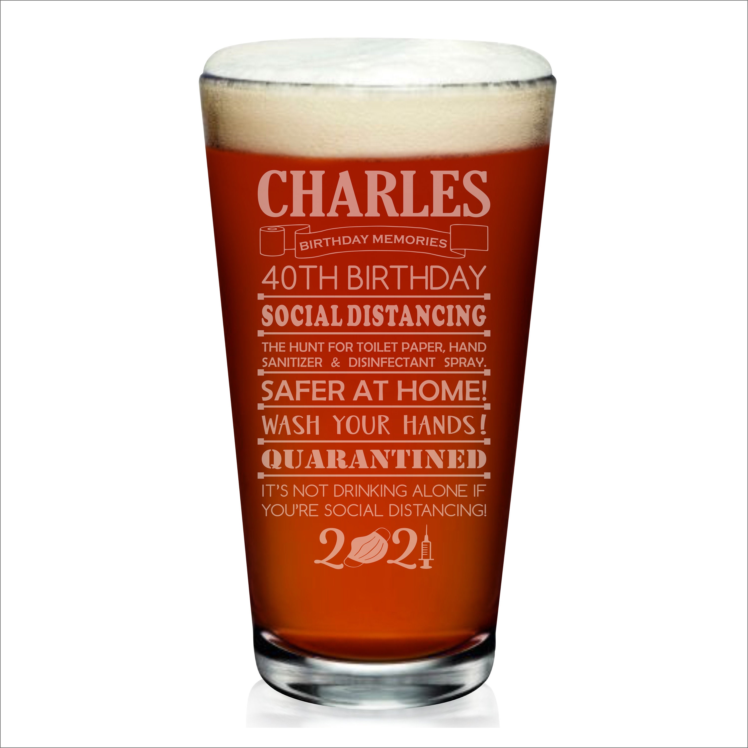 Quarantine Birthday Pint Glass | 21 and Quarantined | 21st Birthday G…