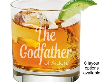 Godfather Whiskey Rocks Glass Godparent Gift, Personalized Godparent Gift, Baptism Present, Will You Be My Godfather, Christening Gift