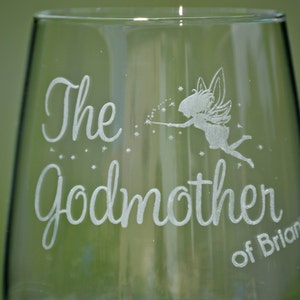 Godfather Godmother Gift, Baptism Gift for Godparents, Will You Be My Godparents, Christening Gift, Fairy Godmother Wine Glass, Godfather image 2