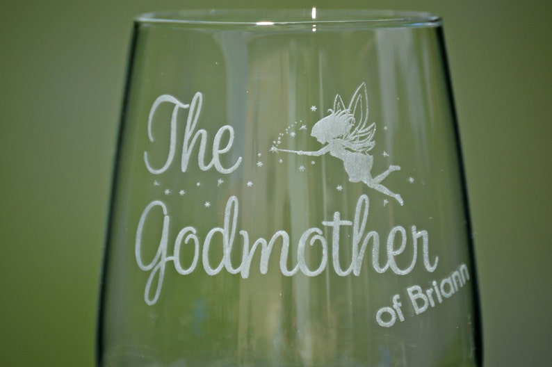 Godfather Godmother Gift, Baptism Gift for Godparents, Will You Be My Godparents, Christening Gift, Fairy Godmother Wine Glass, Godfather image 2