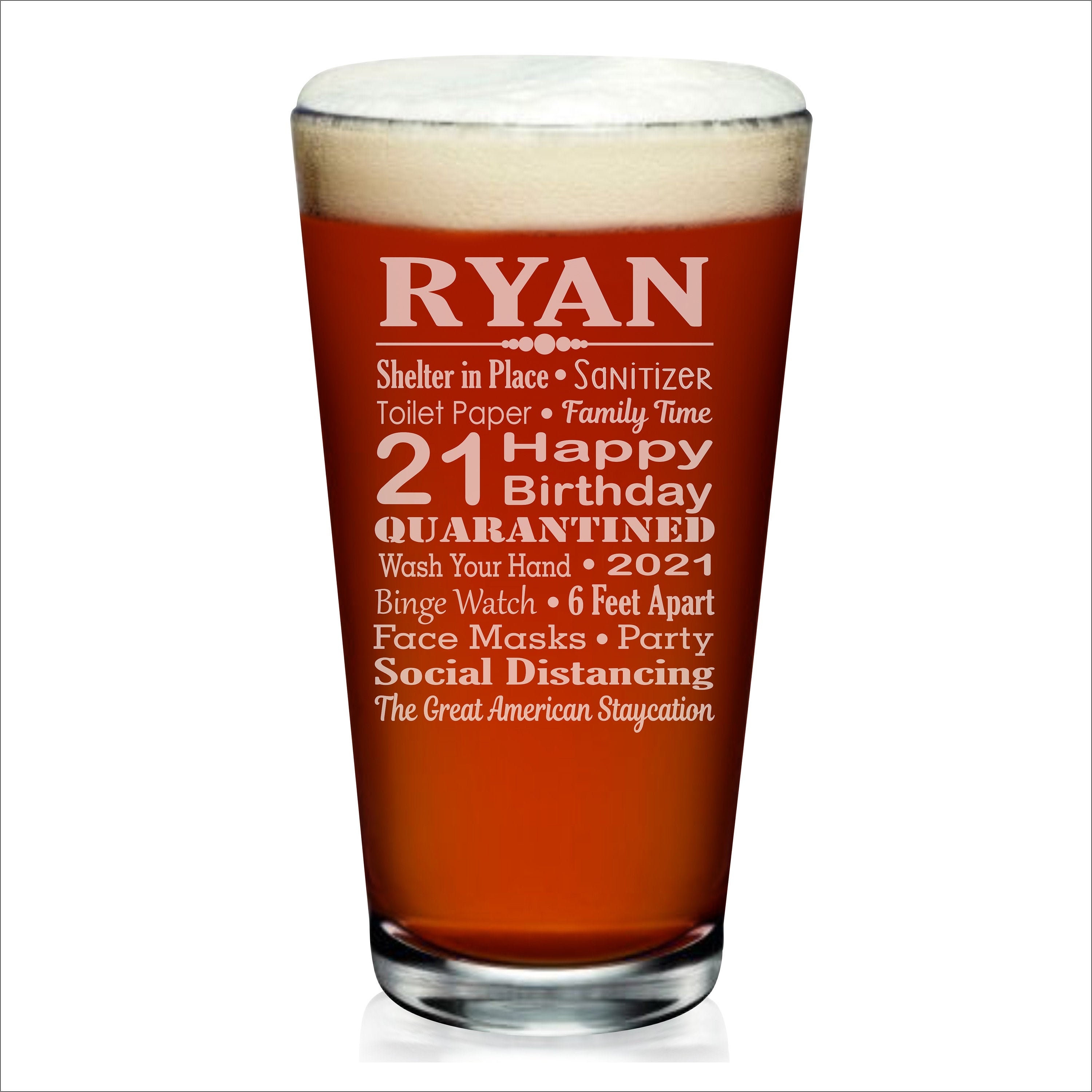 Quarantine Birthday Pint Glass | 21 and Quarantined | 21st Birthday G…