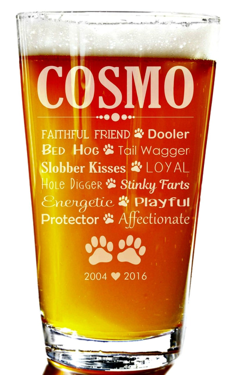 Pet Memorial Pint Glass Pet Loss Gift Dog Memorial Gift Cat Etsy
