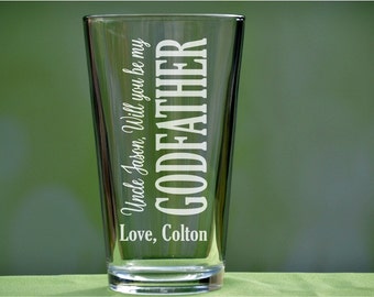 Godparents Gift, Baptism Gifts for Godparents, Will You Be My Godparents, Gifts for Godparents Gift, The Godfather, Godfather Beer Glass