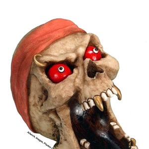 Open Mouth Menacing Demon Dead Head Human Skull Replica Ashtray #2894-06