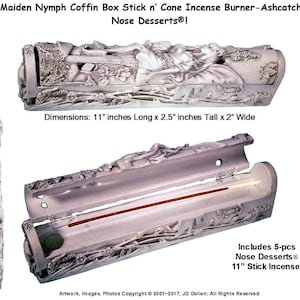 Fairy Maiden Nymph Coffin Box, Stick n Cone Incense Burner Ash-catcher, #4925