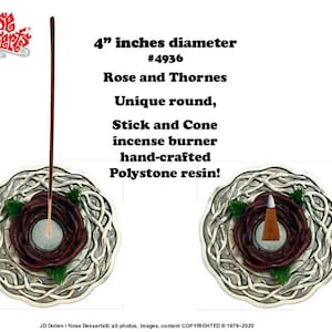 2-pcs Rose n Thorns Round Stick n Cone Incense Burner #4936 by Nose Desserts® USA