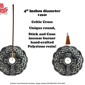 2-pcs Celtic Cross Round Stick n Cone Incense Burner #4940 by Nose Desserts® USA