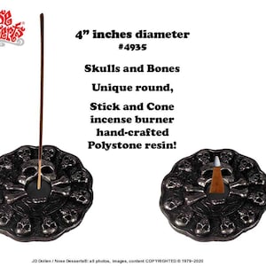 2-pcs Human Skulls Round Stick n Cone Incense Burner #4935 by Nose Desserts® USA
