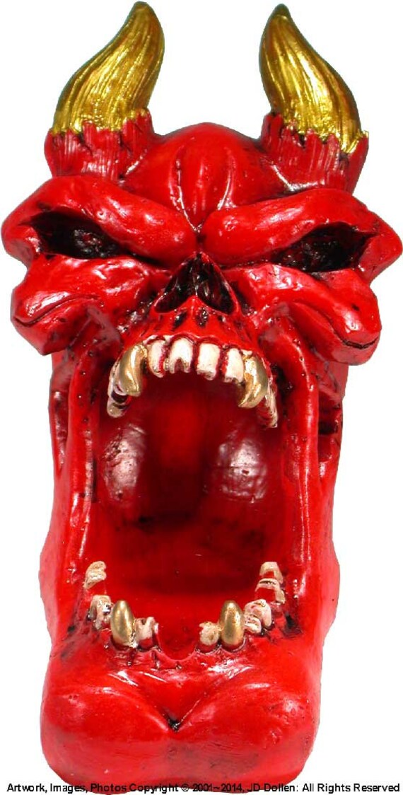 Open Mouth Devil Demon Dead Head Human Skull Replica Ashtray #2894