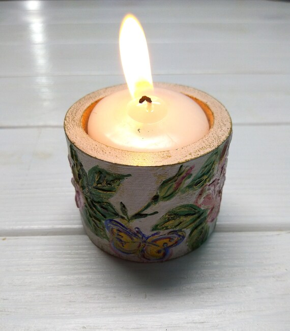 Wooden Candle Holders Home Decoration Roses Unique Gift Etsy