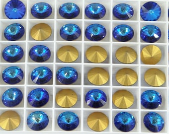 1122 12 BB * 2 Swarovski crystal stones rivoli 1222 12MM BERMUDA BLUE