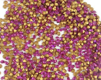 FLASH SALE No. 23*** 1440 Swarovski stones - réf. 1100 pp27 (3,45mm) round chaton conical base FUCHSIA(Full pack factory)