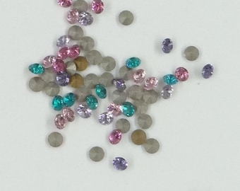 MIX PP19-1 : 60 strass Swarovski fond conique PP19 (2.55mm) MIX 5 couleurs