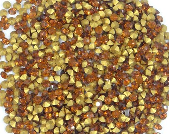 FLASH SALE No. 15 * 1440 Swarovski rhinestones  réf. 1100 PP32 (4,05mm) chaton conical base madeira topaz * Full pack genuine Swarovski