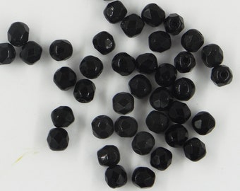 F5 N *** 60 perles en verre de Bohême à facettes 5mm NOIR