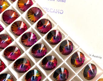 1122 14 VO * 2 Swarovski crystal stones rivoli 1222 14MM VOLCANO