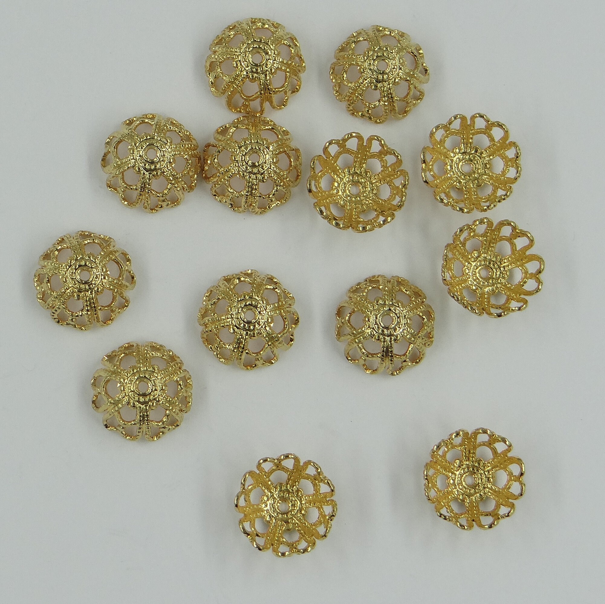Tiny Golden Bead Caps, Caps for Jewelry Making, Flower Shaped 6mm Bead Caps,  End Caps for Beads, 50 Pieces FD-37 