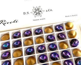 1122 12 HE * 2 Swarovski crystal stones rivoli 1222 12MM HELIOTROPE