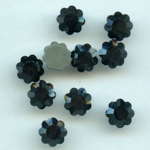2712 ss34 H hf *** 12 Swarovski flat back HOTFIX flower shape 7,2mm jet hematite