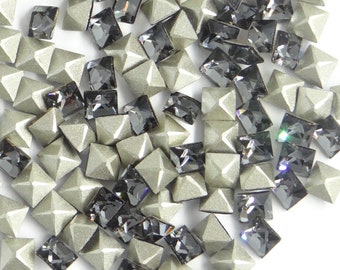 4428 5 SN *** 10 strass Swarovski vintage fond conique carrés 5mm SILVER NIGHT